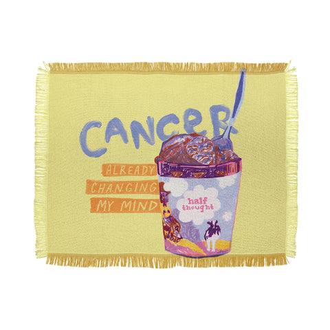 H Miller Ink Illustration Emo Cancer in Calming Yellow Throw Blanket