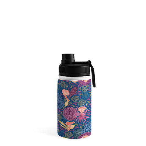 H Miller Ink Illustration Forest Full of Wild Mushrooms Water Bottle