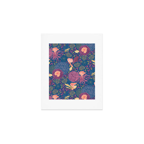 H Miller Ink Illustration Forest Full of Wild Mushrooms Art Print