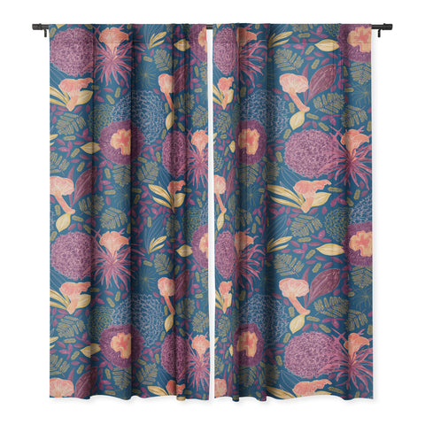 H Miller Ink Illustration Forest Full of Wild Mushrooms Blackout Non Repeat