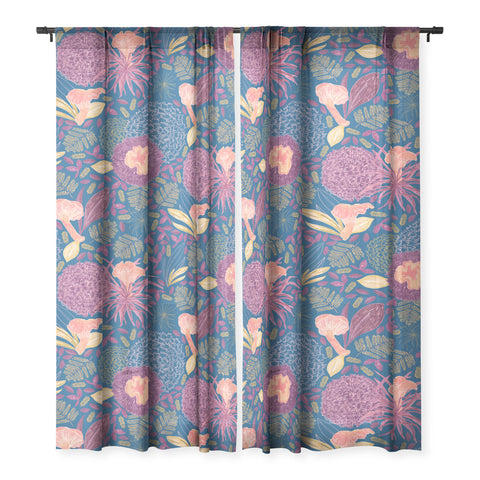 H Miller Ink Illustration Forest Full of Wild Mushrooms Sheer Non Repeat