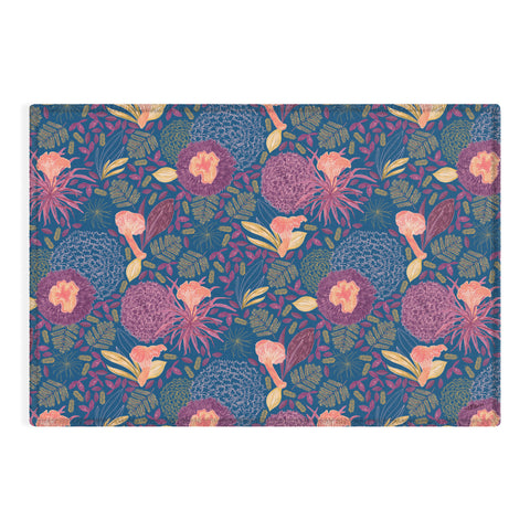 H Miller Ink Illustration Forest Full of Wild Mushrooms Outdoor Rug