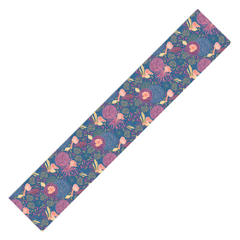 H Miller Ink Illustration Forest Full of Wild Mushrooms Table Runner