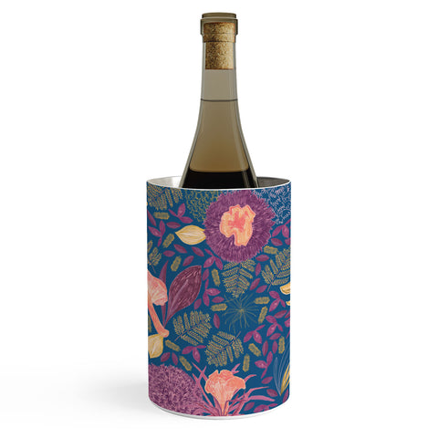 H Miller Ink Illustration Forest Full of Wild Mushrooms Wine Chiller