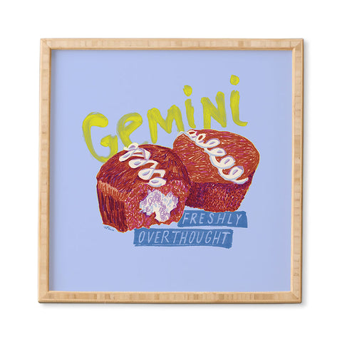 H Miller Ink Illustration Gemini Twins in Lavender Blue Framed Wall Art