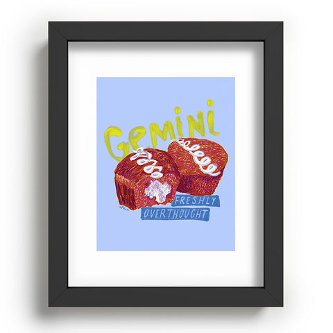 H Miller Ink Illustration Gemini Twins in Lavender Blue Recessed Framing Rectangle