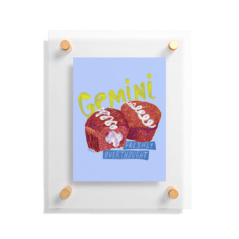 H Miller Ink Illustration Gemini Twins in Lavender Blue Floating Acrylic Print