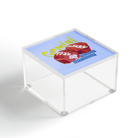 H Miller Ink Illustration Gemini Twins in Lavender Blue Acrylic Box