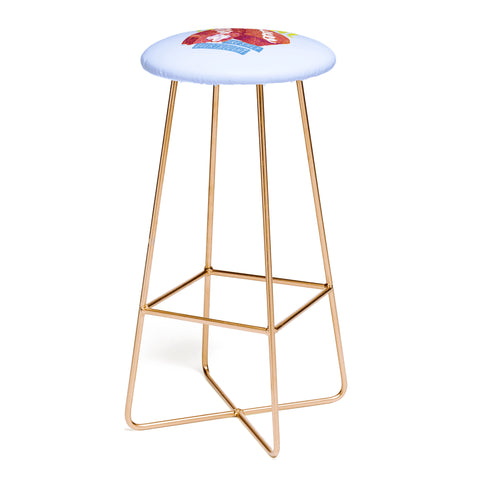 H Miller Ink Illustration Gemini Twins in Lavender Blue Bar Stool