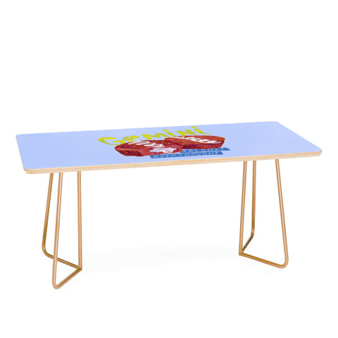 H Miller Ink Illustration Gemini Twins in Lavender Blue Coffee Table