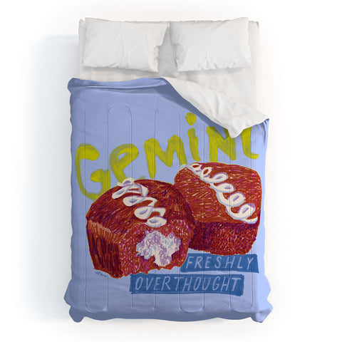 H Miller Ink Illustration Gemini Twins in Lavender Blue Comforter