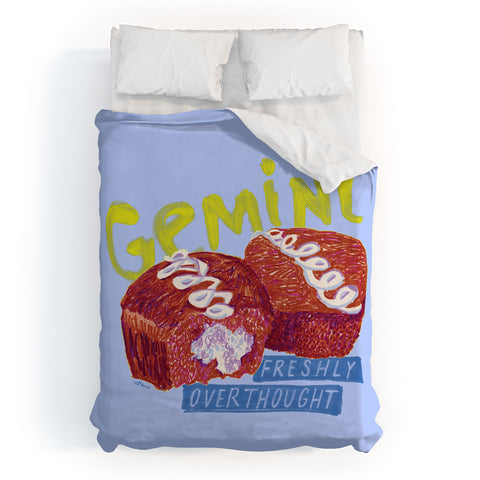 H Miller Ink Illustration Gemini Twins in Lavender Blue Duvet Cover