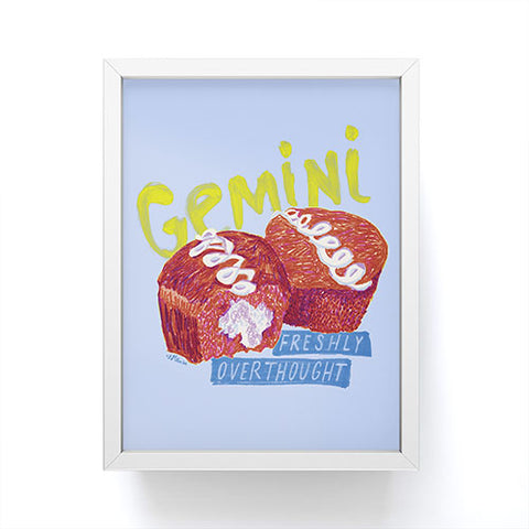 H Miller Ink Illustration Gemini Twins in Lavender Blue Framed Mini Art Print