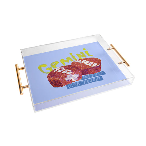 H Miller Ink Illustration Gemini Twins in Lavender Blue Acrylic Tray