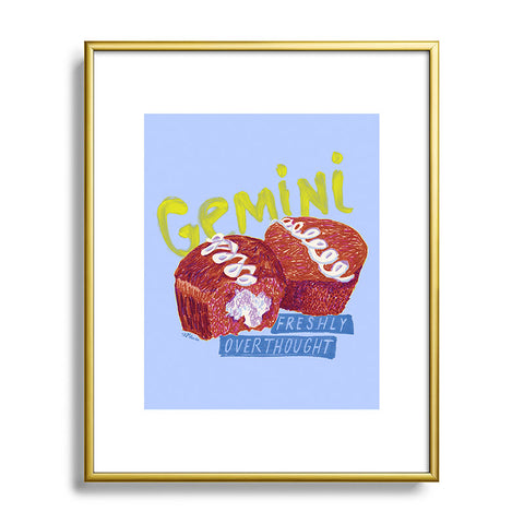 H Miller Ink Illustration Gemini Twins in Lavender Blue Metal Framed Art Print