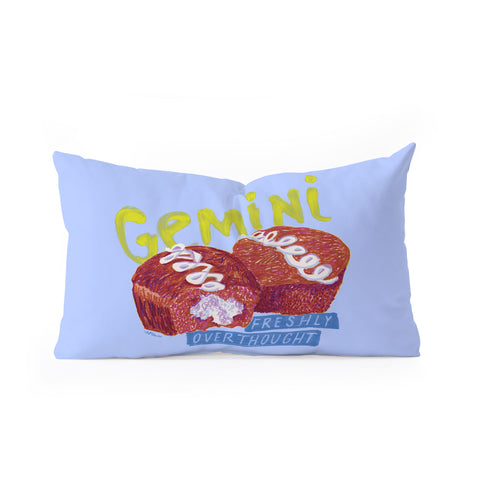H Miller Ink Illustration Gemini Twins in Lavender Blue Oblong Throw Pillow