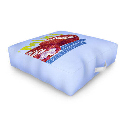 H Miller Ink Illustration Gemini Twins in Lavender Blue Outdoor Floor Cushion