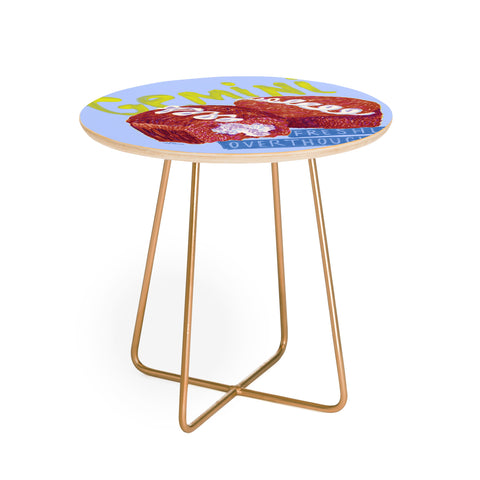 H Miller Ink Illustration Gemini Twins in Lavender Blue Round Side Table