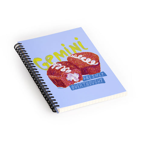 H Miller Ink Illustration Gemini Twins in Lavender Blue Spiral Notebook