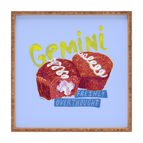 H Miller Ink Illustration Gemini Twins in Lavender Blue Square Tray