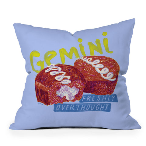 H Miller Ink Illustration Gemini Twins in Lavender Blue Throw Pillow
