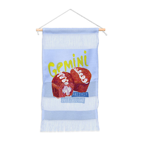 H Miller Ink Illustration Gemini Twins in Lavender Blue Wall Hanging Portrait