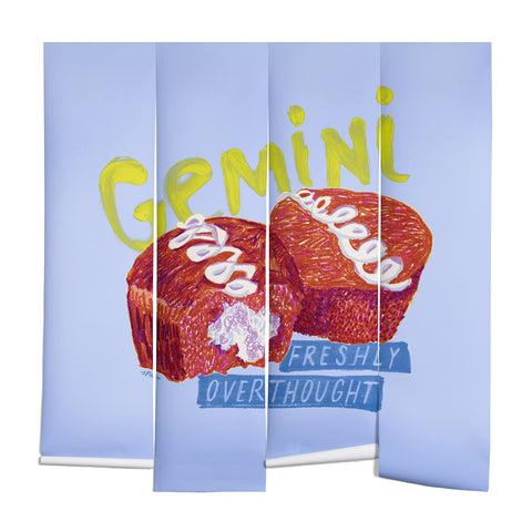 H Miller Ink Illustration Gemini Twins in Lavender Blue Wall Mural