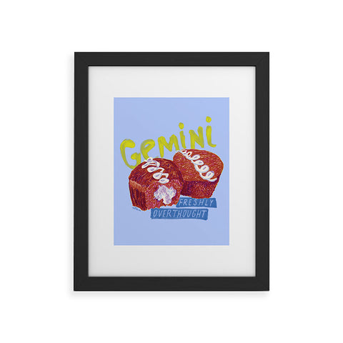 H Miller Ink Illustration Gemini Twins in Lavender Blue Framed Art Print