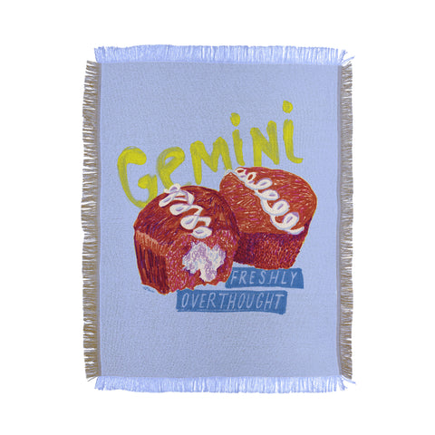 H Miller Ink Illustration Gemini Twins in Lavender Blue Throw Blanket