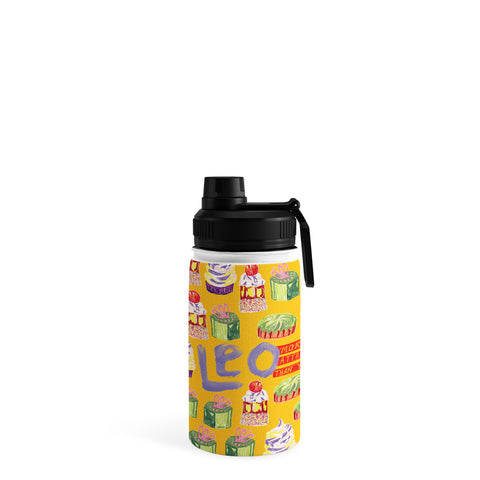 H Miller Ink Illustration Leo Birthday Treats in Orange Water Bottle