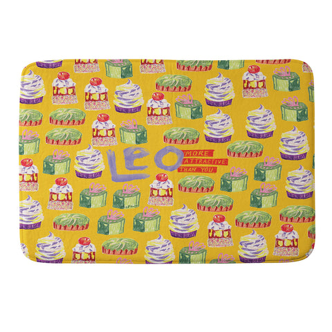 H Miller Ink Illustration Leo Birthday Treats in Orange Memory Foam Bath Mat