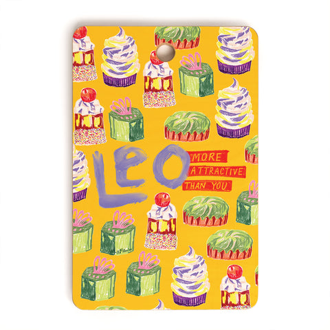 H Miller Ink Illustration Leo Birthday Treats in Orange Cutting Board Rectangle