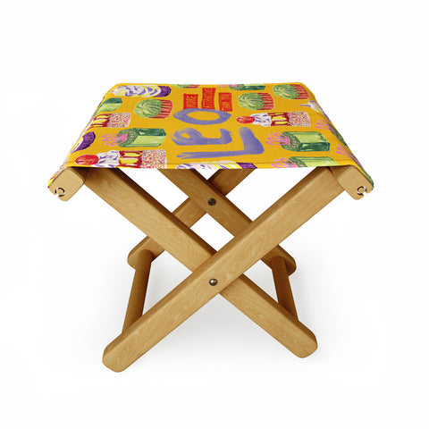 H Miller Ink Illustration Leo Birthday Treats in Orange Folding Stool
