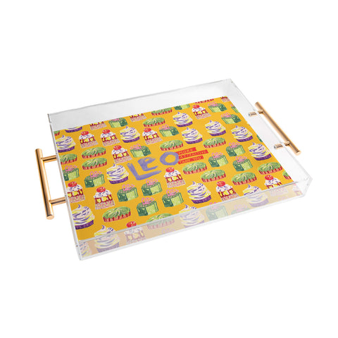 H Miller Ink Illustration Leo Birthday Treats in Orange Acrylic Tray