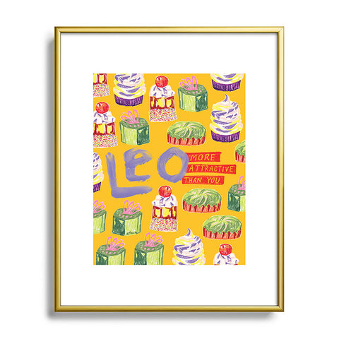 H Miller Ink Illustration Leo Birthday Treats in Orange Metal Framed Art Print