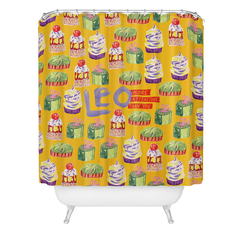 H Miller Ink Illustration Leo Birthday Treats in Orange Shower Curtain