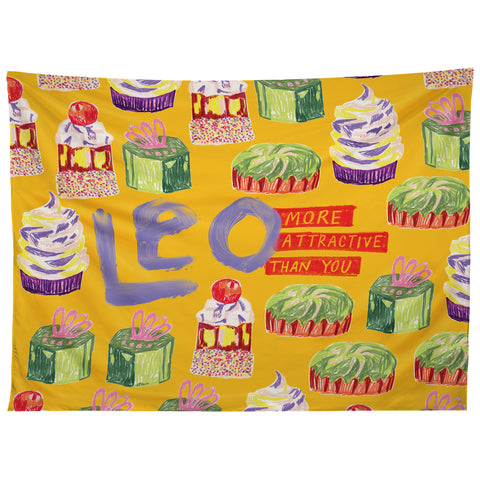 H Miller Ink Illustration Leo Birthday Treats in Orange Tapestry