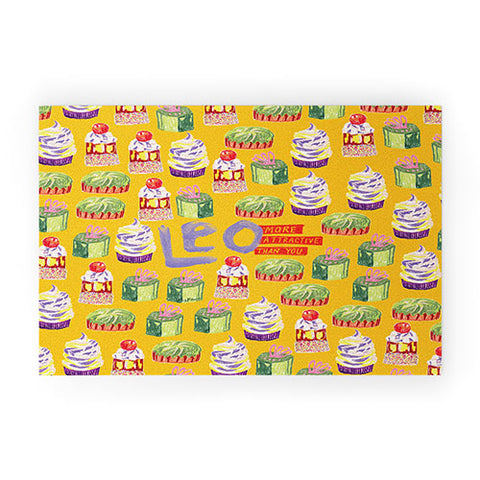 H Miller Ink Illustration Leo Birthday Treats in Orange Welcome Mat