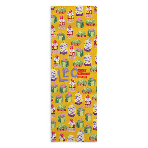 H Miller Ink Illustration Leo Birthday Treats in Orange Yoga Towel