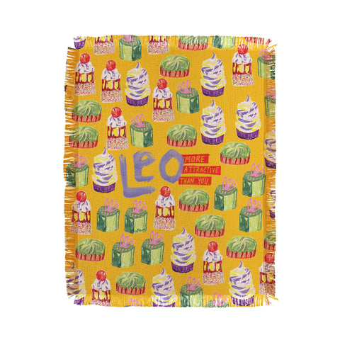 H Miller Ink Illustration Leo Birthday Treats in Orange Throw Blanket