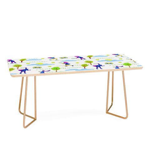 H Miller Ink Illustration Lets Play Tennis in White Coffee Table