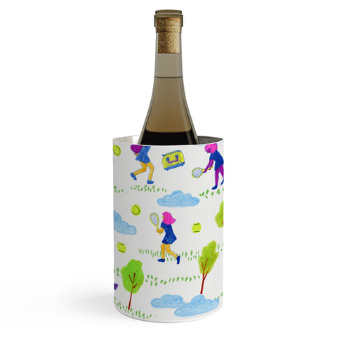 H Miller Ink Illustration Lets Play Tennis in White Wine Chiller
