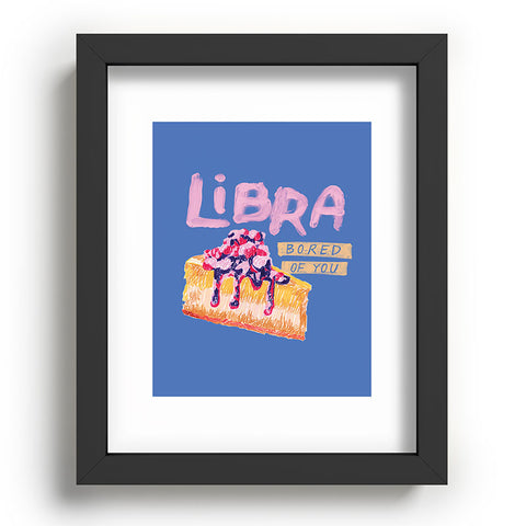 H Miller Ink Illustration Libra Sign in Warm Blue Recessed Framing Rectangle