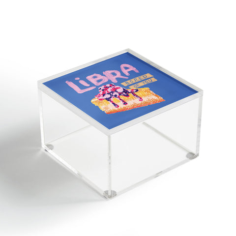 H Miller Ink Illustration Libra Sign in Warm Blue Acrylic Box