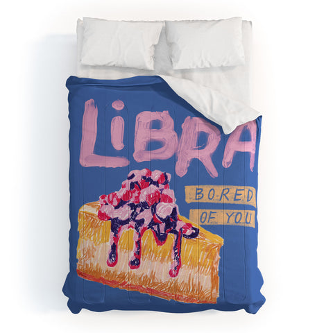 H Miller Ink Illustration Libra Sign in Warm Blue Comforter