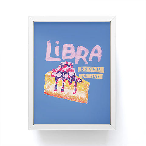 H Miller Ink Illustration Libra Sign in Warm Blue Framed Mini Art Print