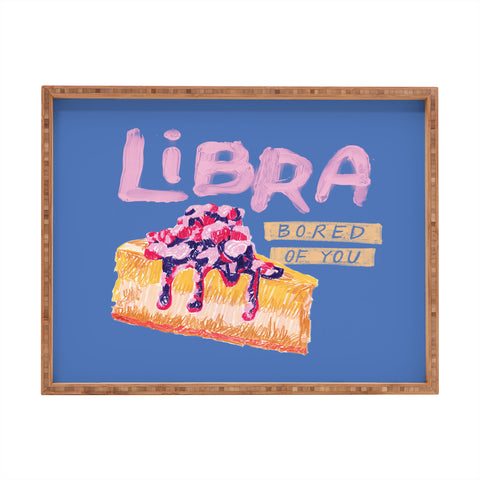 H Miller Ink Illustration Libra Sign in Warm Blue Rectangular Tray