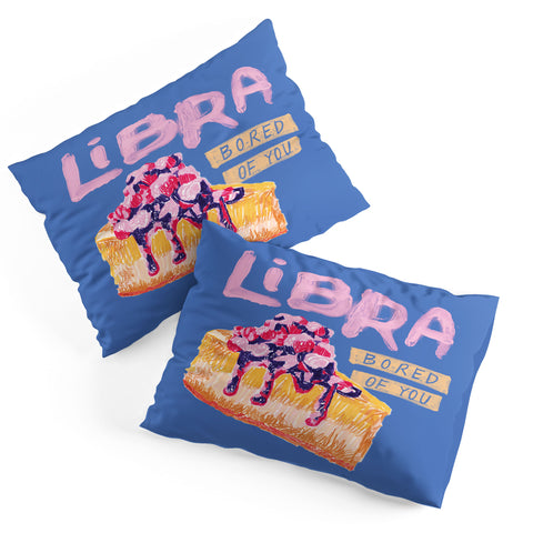 H Miller Ink Illustration Libra Sign in Warm Blue Pillow Shams