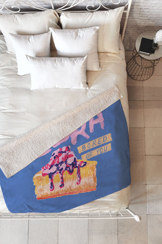 H Miller Ink Illustration Libra Sign in Warm Blue Fleece Throw Blanket