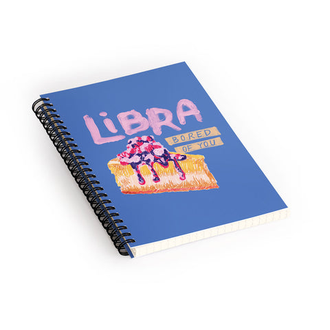 H Miller Ink Illustration Libra Sign in Warm Blue Spiral Notebook